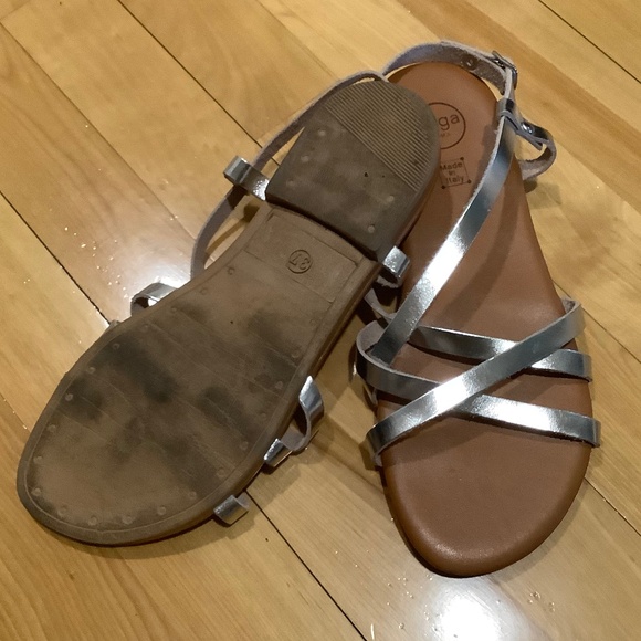 Silver Noga Italian Sandals Sz37 - Picture 2 of 3